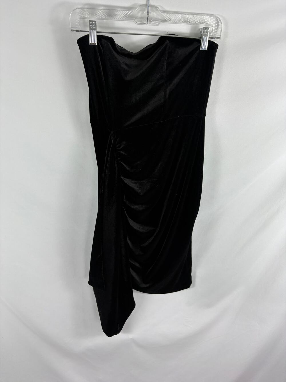 Express Velvet Strapless Ruched Dress Black Size small